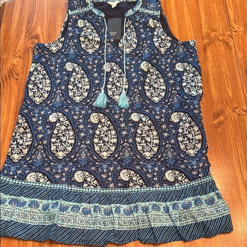 Crown & Ivy Navy Paisley Print Blouse